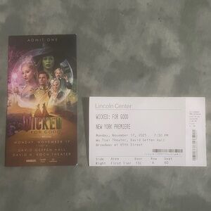 Wicked for Good BOTH VIP NYC US Film Premiere Tickets - Movie Memorabilia Ariana